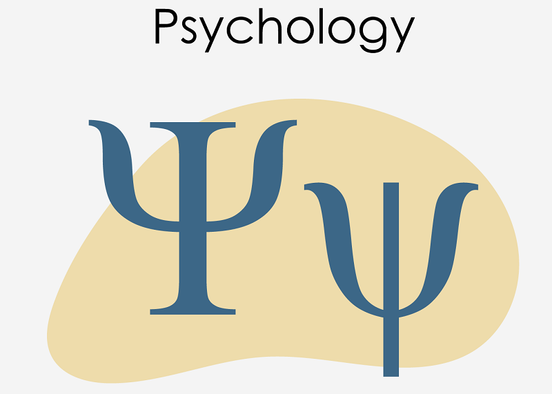 The text psychology and two blue psi symbols.